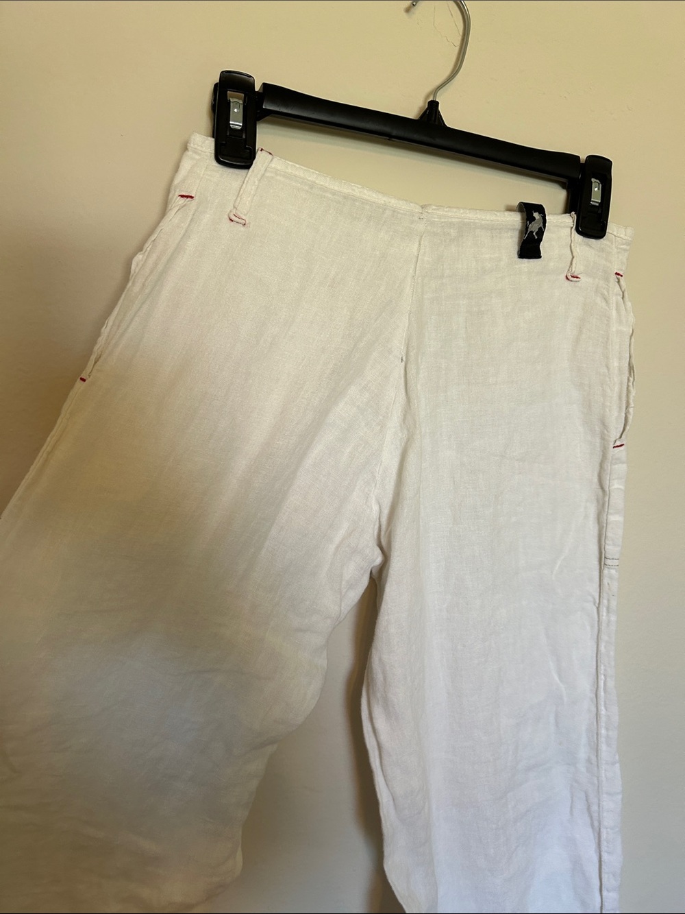 Women's White Linen Wide-Leg Pants - Picture 4 of 13